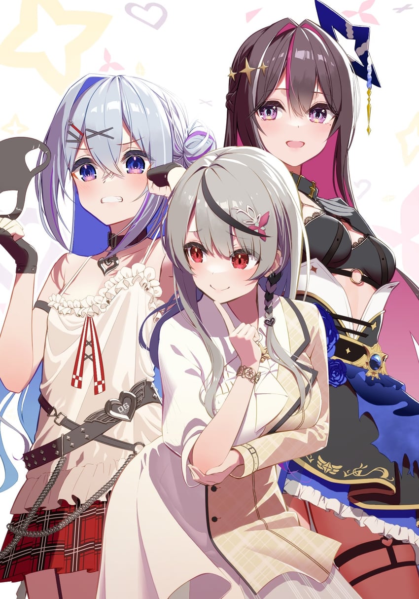 sakamata chloe, amane kanata, and azki (hololive) drawn by kuronaga