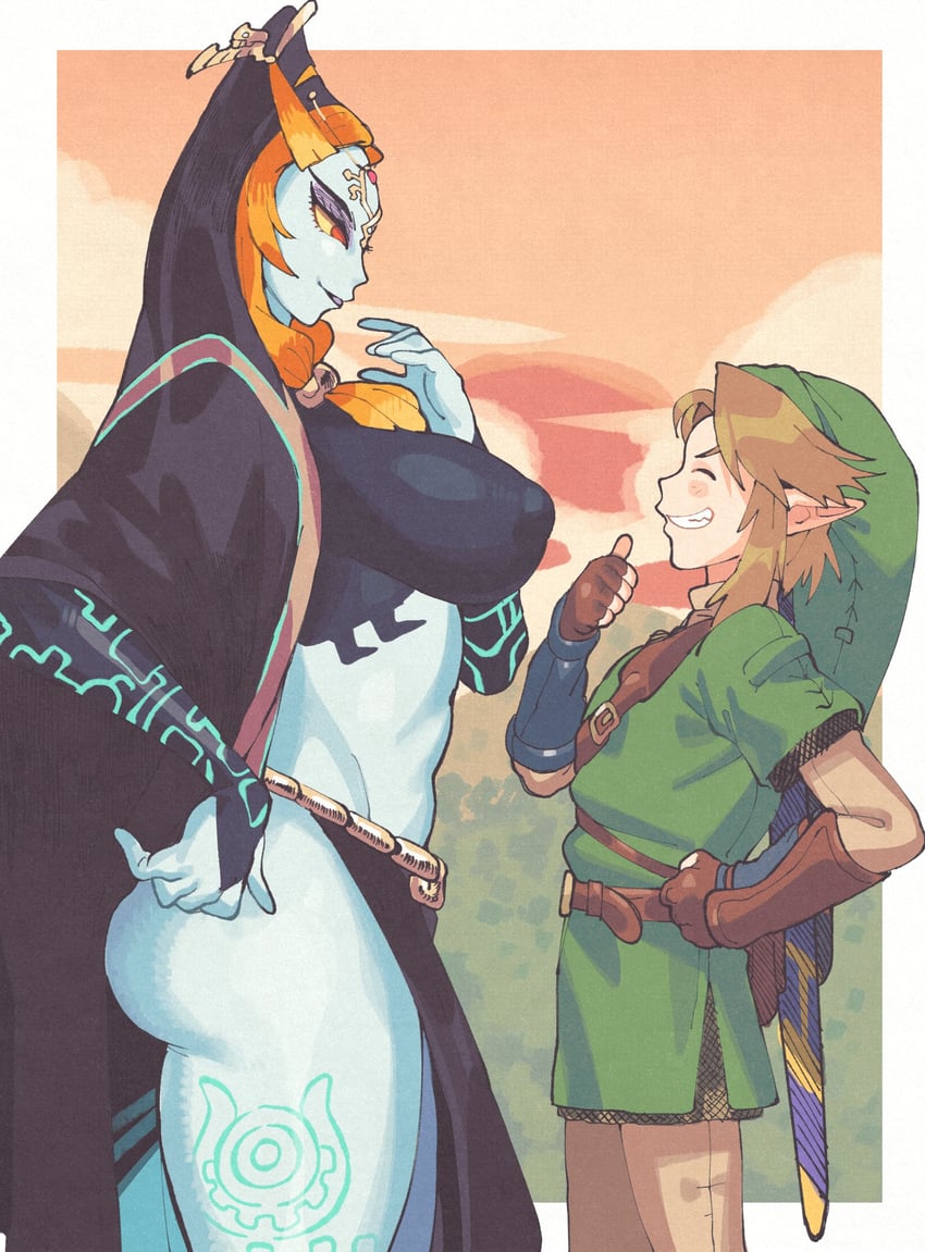 link and midna (the legend of zelda and 1 more) drawn by inkerton-kun