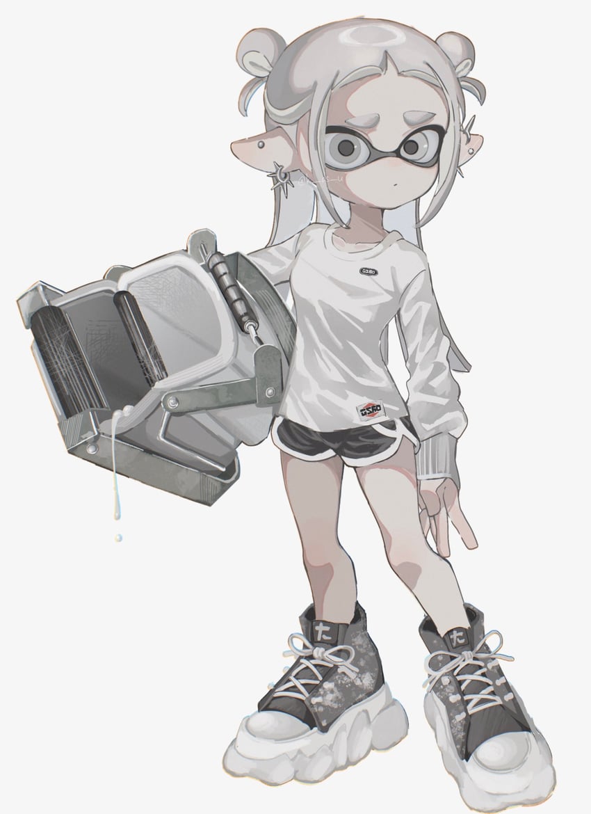 inkling player character and inkling girl (splatoon and 1 more) drawn by k_as_u