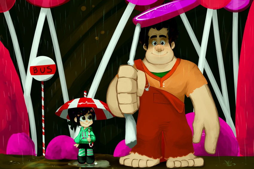 vanellope von schweetz and wreck-it ralph (tonari no totoro and 1 more) drawn by lydi-lydi_(jes)