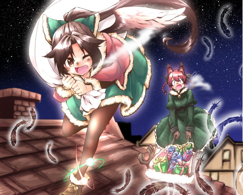 kaenbyou rin and reiuji utsuho (touhou) drawn by madara_hato