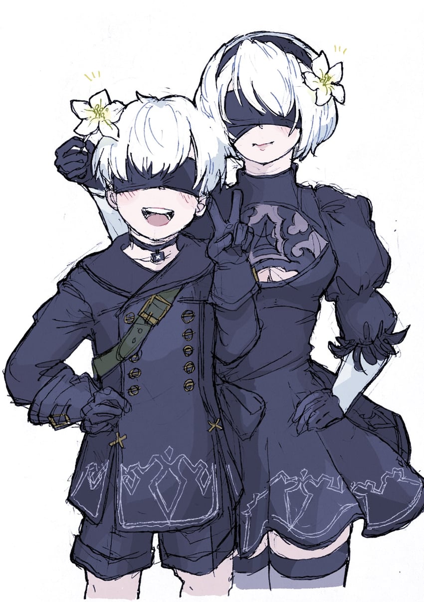 2b and 9s (nier and 1 more) drawn by otachi_nia