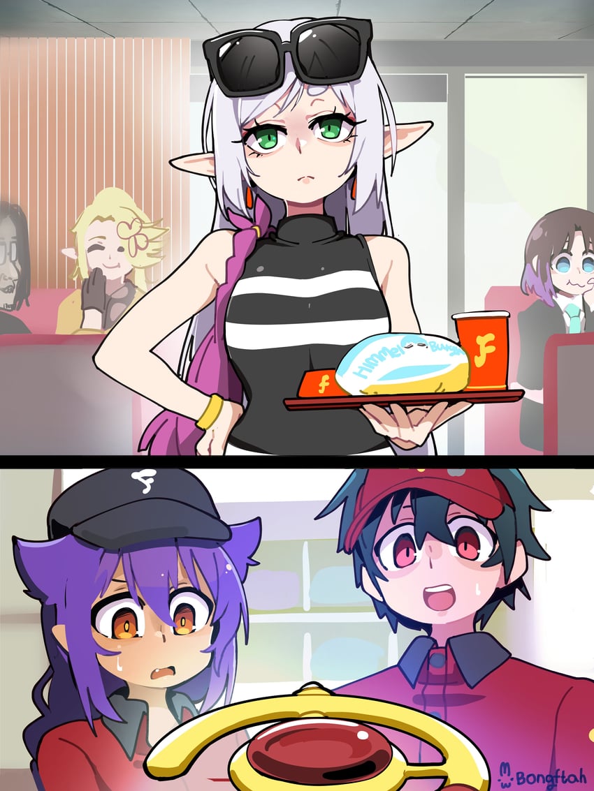 frieren, elma, jahy, maou sadao, shibazaki yousuke, and 1 more (sousou no frieren and 6 more) drawn by bongfill