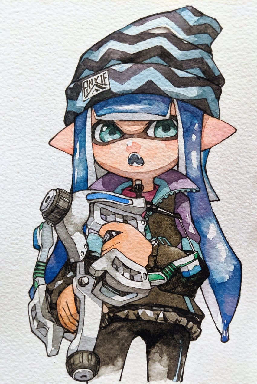 inkling player character and inkling girl (splatoon) drawn by mhxbump
