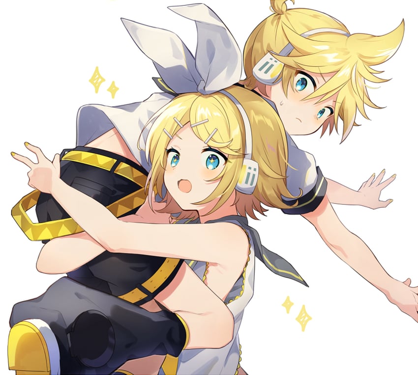 kagamine rin and kagamine len (vocaloid) drawn by shimada71_72