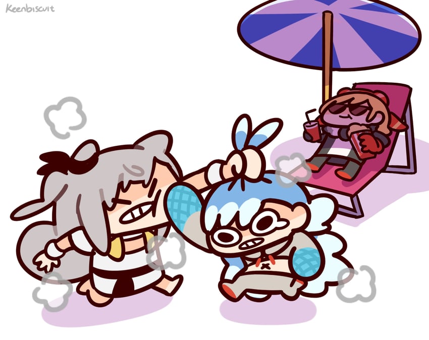 kaela kovalskia, kobo kanaeru, and vestia zeta (hololive and 1 more) drawn by keenbiscuit