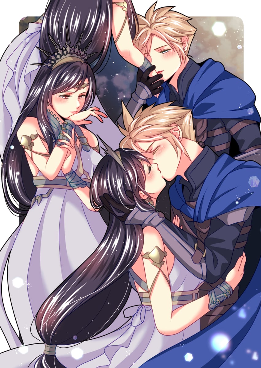 tifa lockhart and cloud strife (final fantasy and 3 more) drawn by babigonice