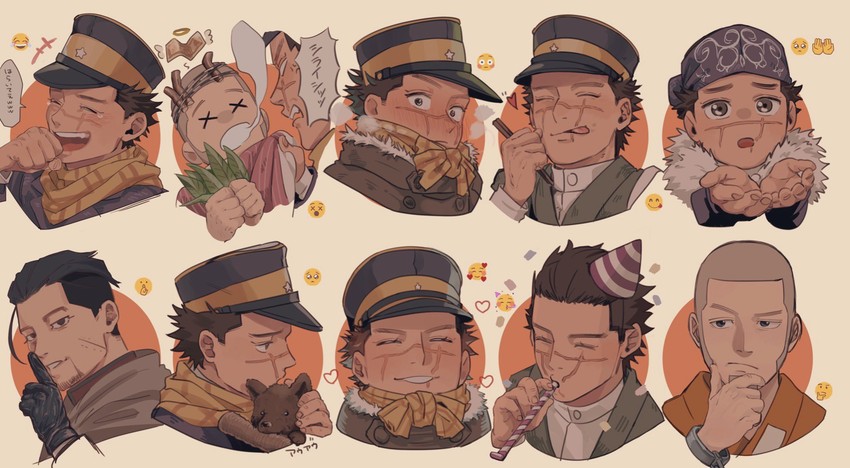 sugimoto saichi, ogata hyakunosuke, asirpa, and shiraishi yoshitake (golden kamuy) drawn by tonta_(tonta1231)
