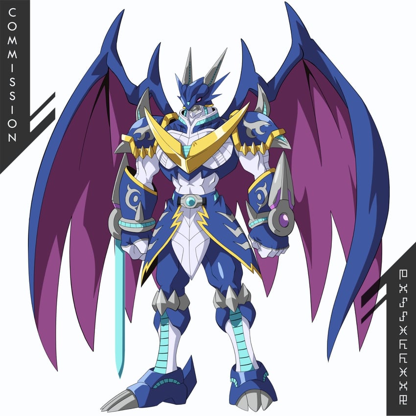 ulforcev-dramon and ulforcev-dramon future mode (digimon) drawn by officialseraphi