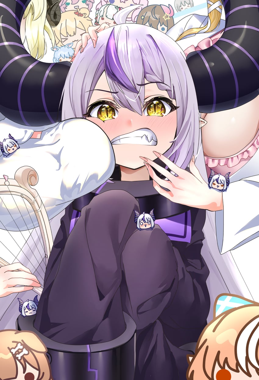 usada pekora, inugami korone, la+ darknesss, nakiri ayame, shiranui flare, and 5 more (hololive) drawn by outerrace_ik