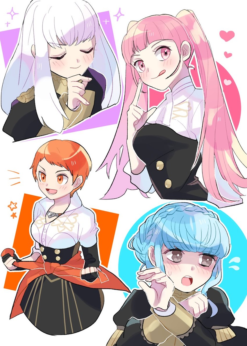 hilda valentine goneril, lysithea von ordelia, marianne von edmund, and leonie pinelli (fire emblem and 1 more) drawn by ararecoa
