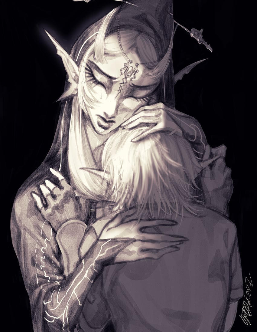link and midna (the legend of zelda and 1 more) drawn by ang3lteeth