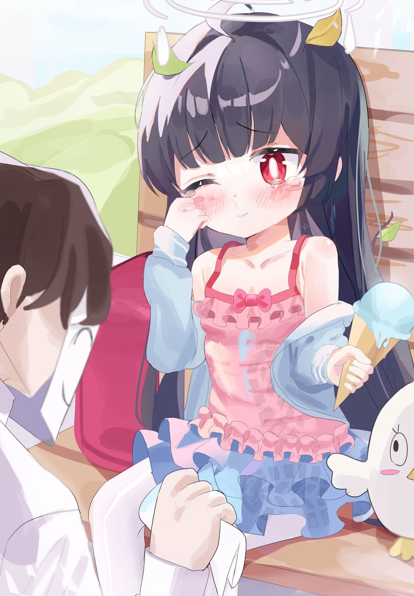 sensei, miyu, and peroro (blue archive) drawn by kagana_helsuki