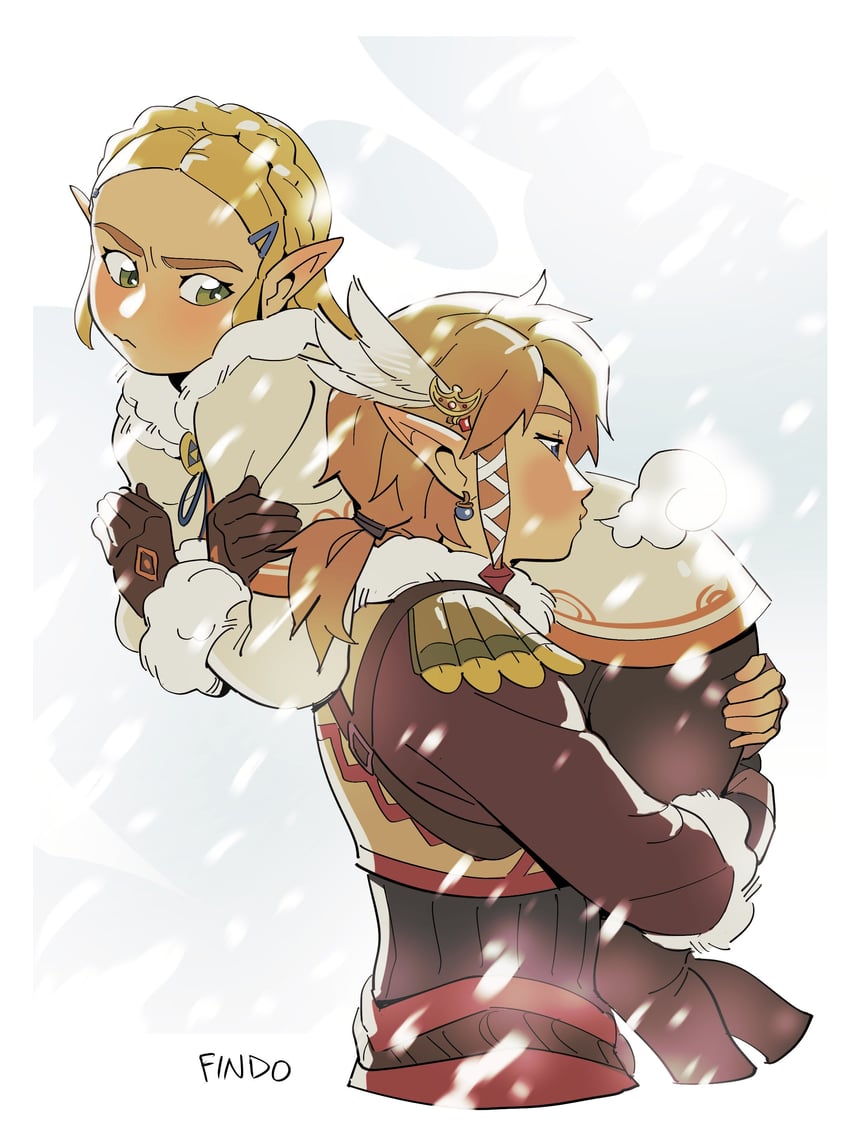 link and princess zelda (the legend of zelda and 1 more) drawn by findoworld