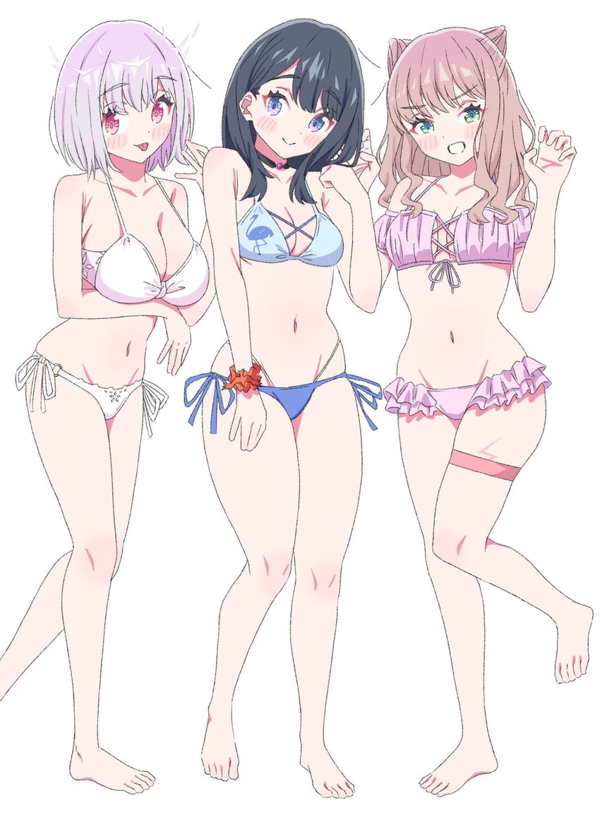 takarada rikka, shinjou akane, and minami yume (gridman universe) drawn by sho_(shoshos_8888)