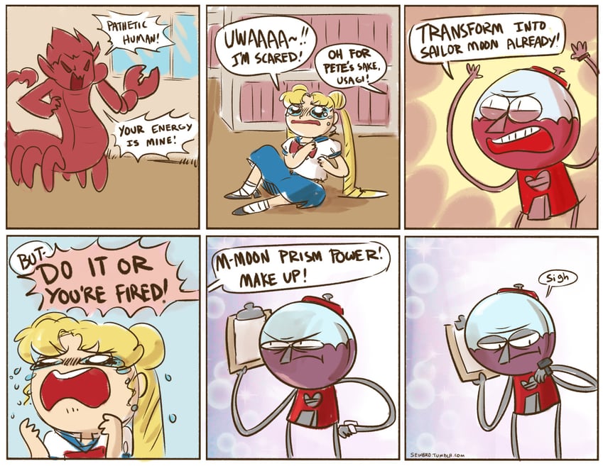 tsukino usagi, sailor moon, and benson (bishoujo senshi sailor moon and 1 more) drawn by sewbro