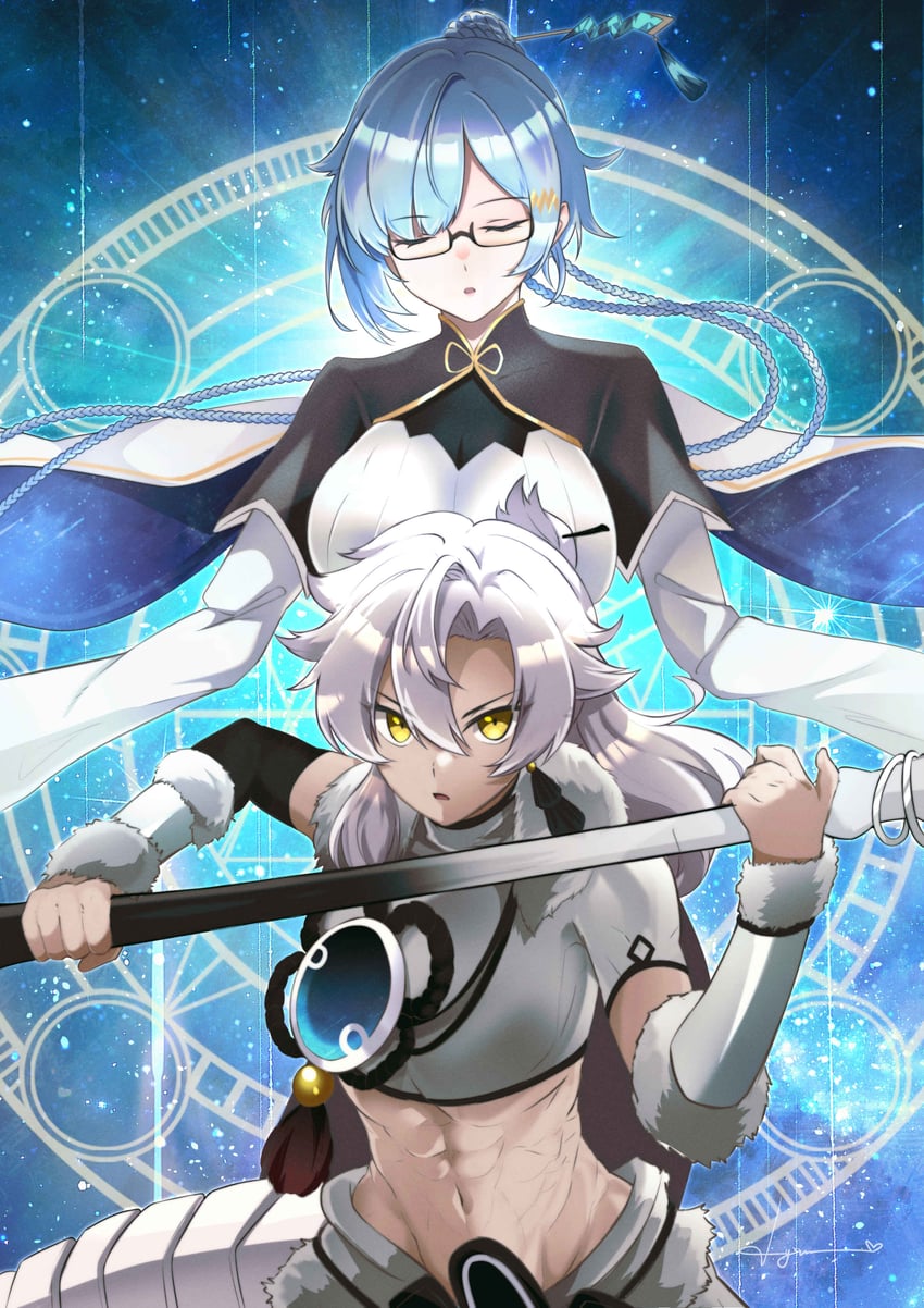 dragon tale fymena and dragon tale lucias (yu-gi-oh!) drawn by lyrin_(haireirei)