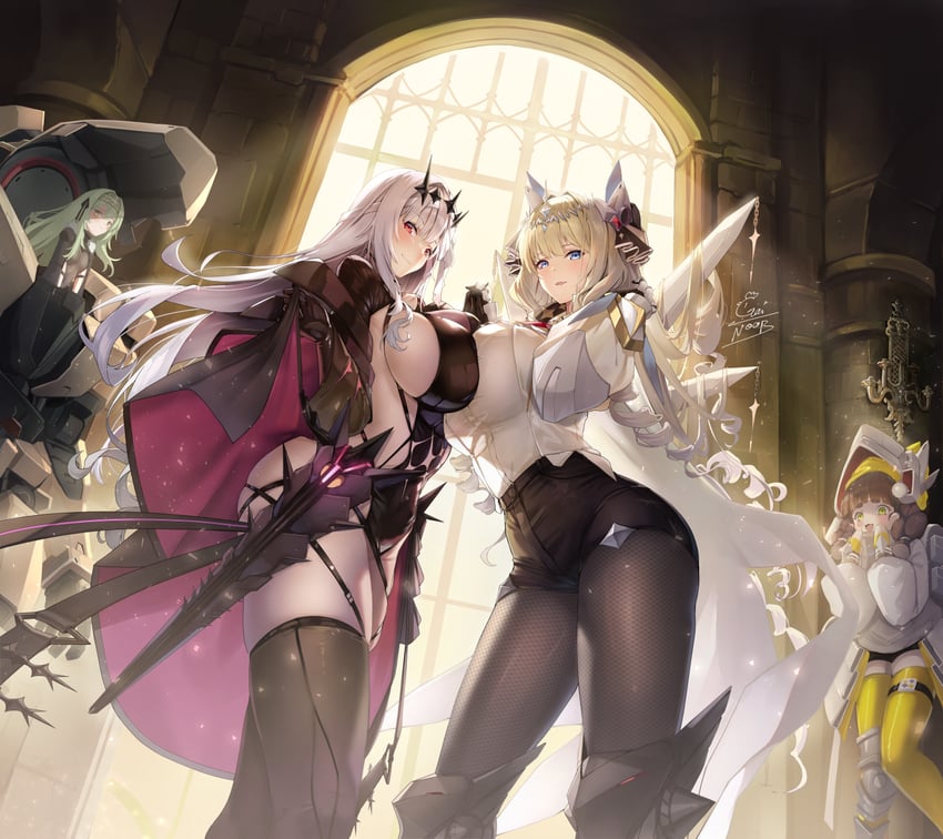 modernia, crown, kilo, chime, and talos (goddess of victory: nikke) drawn by gainoob