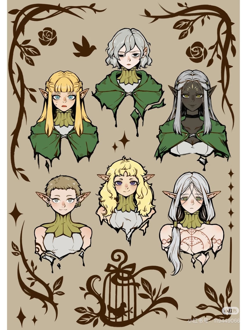 mithrun, fleki, lycion, cithis, pattadol, and 1 more (dungeon meshi) drawn by k_k_(xinjinjumin3455371)