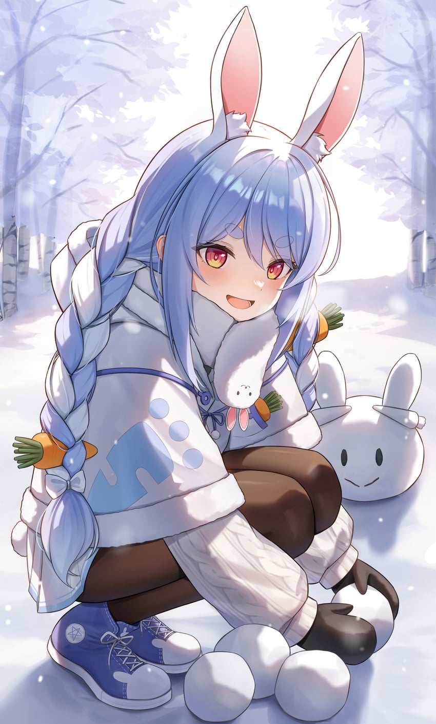 usada pekora, don-chan, and pekomon (hololive) drawn by halko_(halonakoma9)