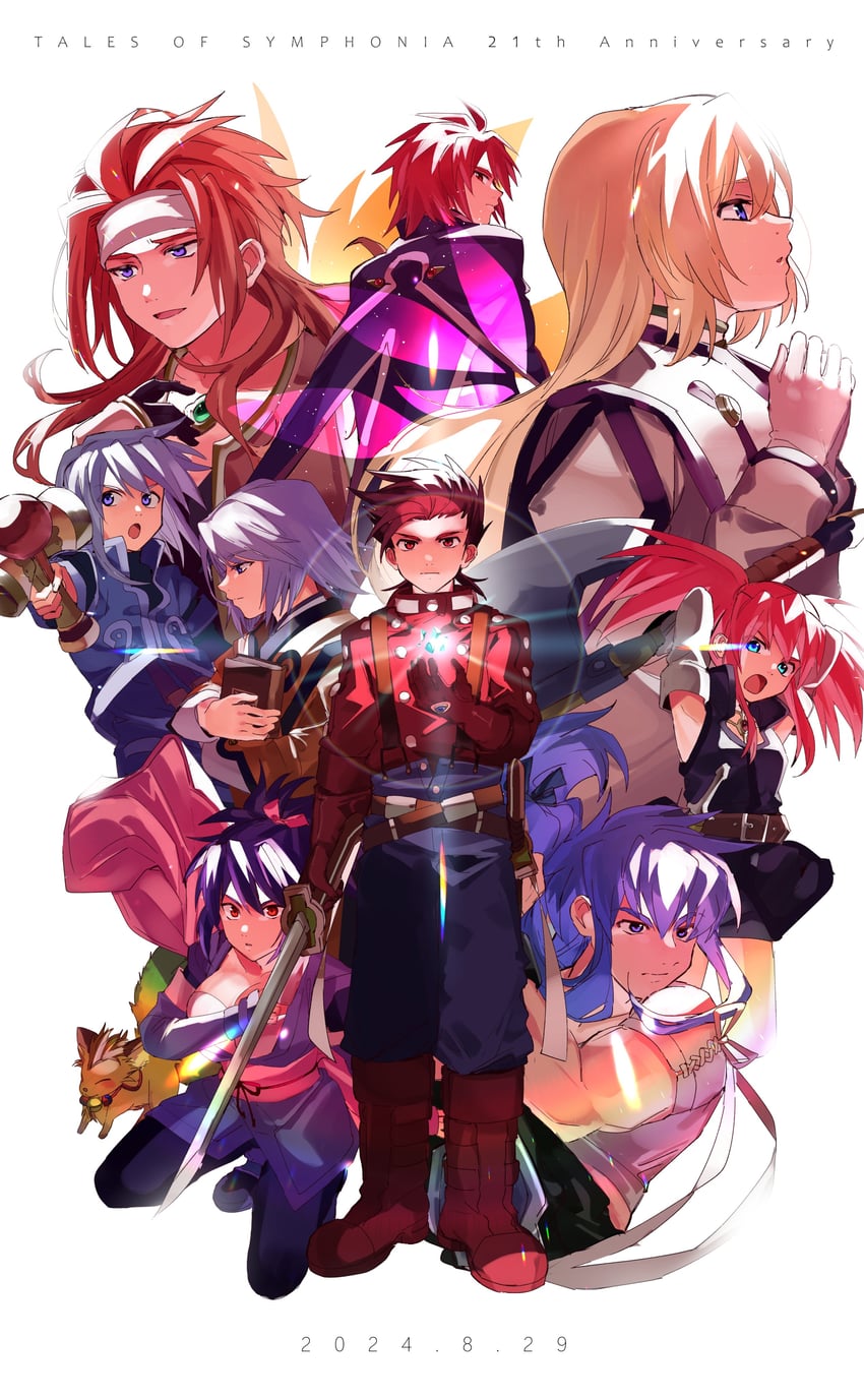 colette brunel, lloyd irving, fujibayashi sheena, presea combatir, zelos wilder, and 5 more (tales of and 1 more) drawn by aemono_(lemolemo_lmn)