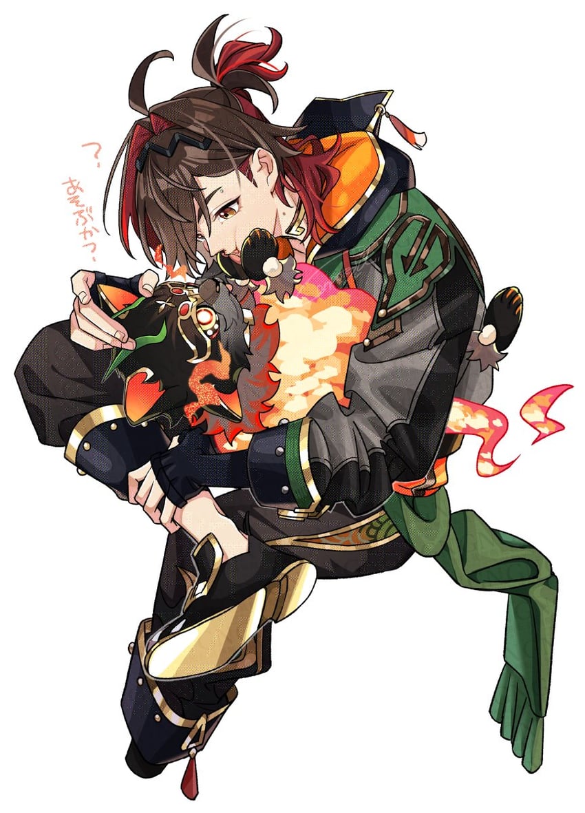 gaming and man chai (genshin impact) drawn by con_potata