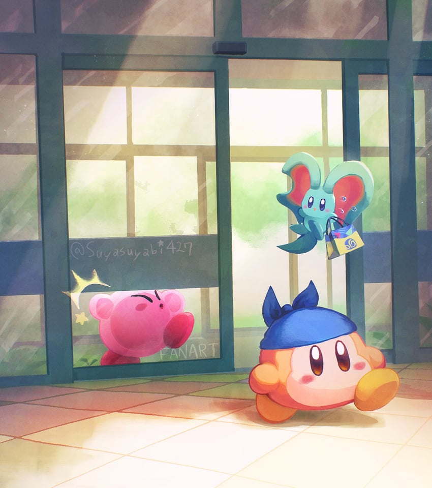 kirby, waddle dee, and elfilin (kirby and 1 more) drawn by suyasuyabi