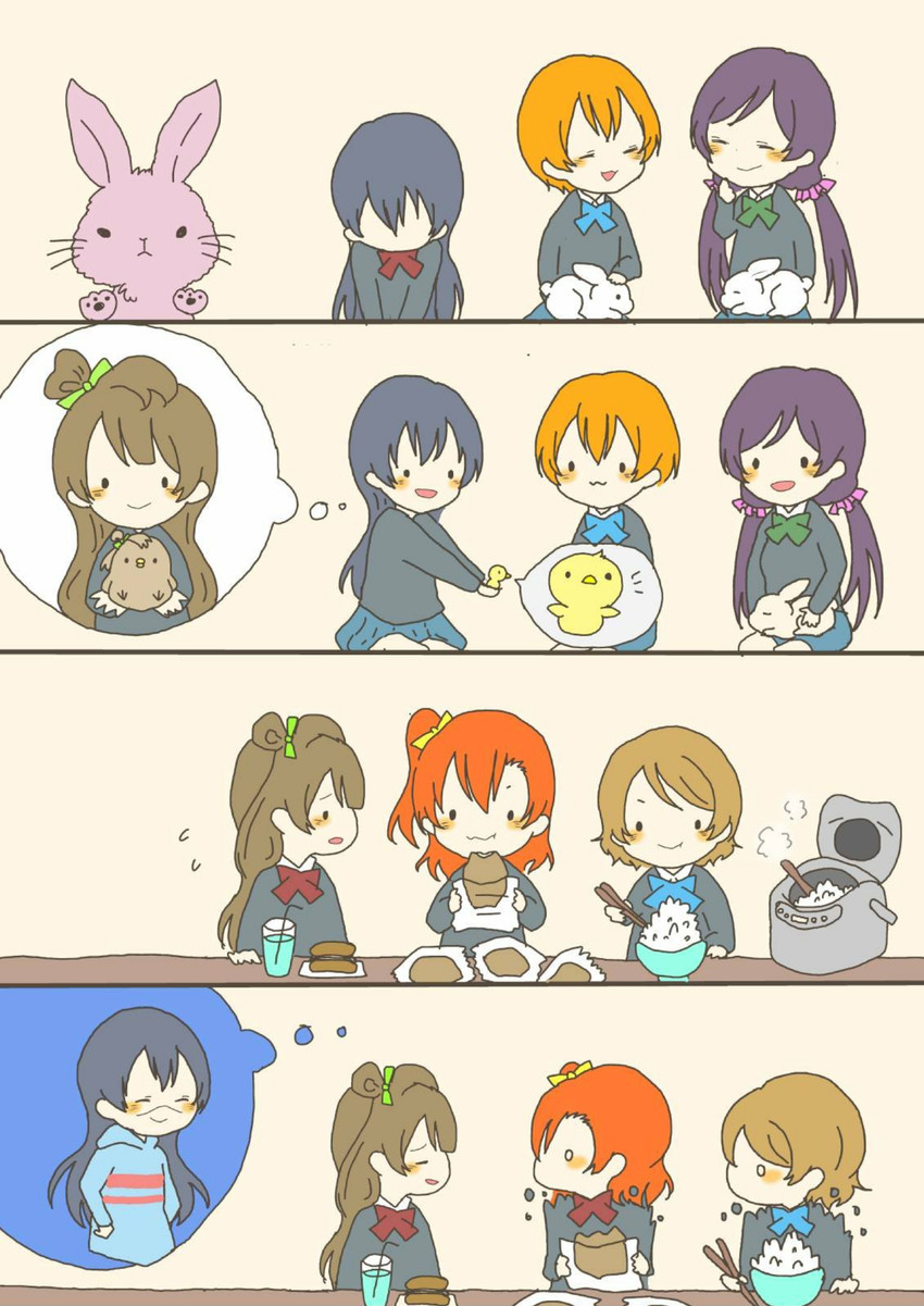 tojo nozomi, sonoda umi, minami kotori, kosaka honoka, hoshizora rin, and 1 more (love live! and 1 more) drawn by kantarou_(syu0ntyyy)