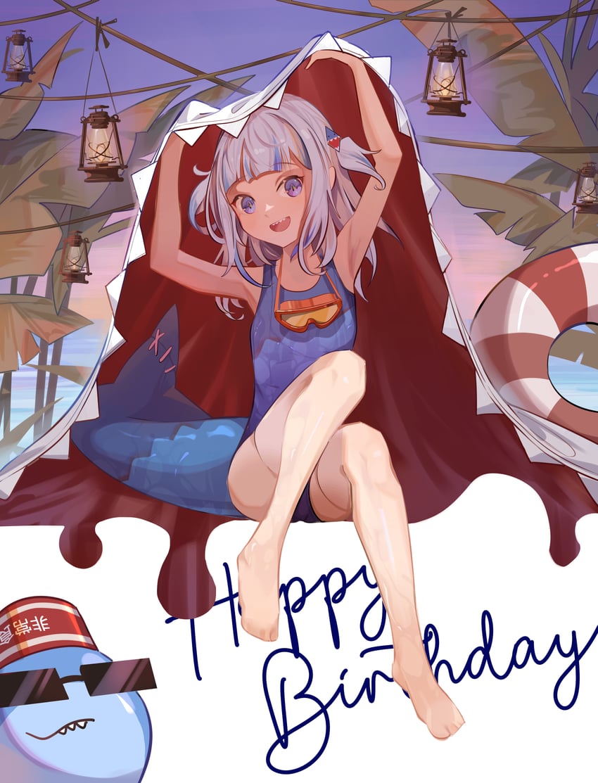 gawr gura and bloop (hololive and 1 more) drawn by meiyan_(boyimachao)