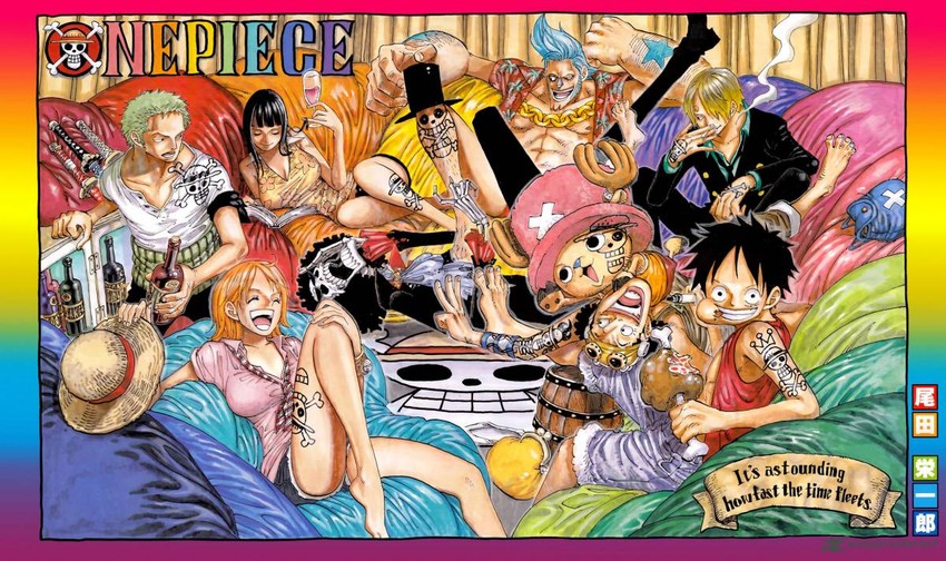 nami, monkey d. luffy, nico robin, roronoa zoro, sanji, and 4 more (one piece) drawn by oda_eiichirou