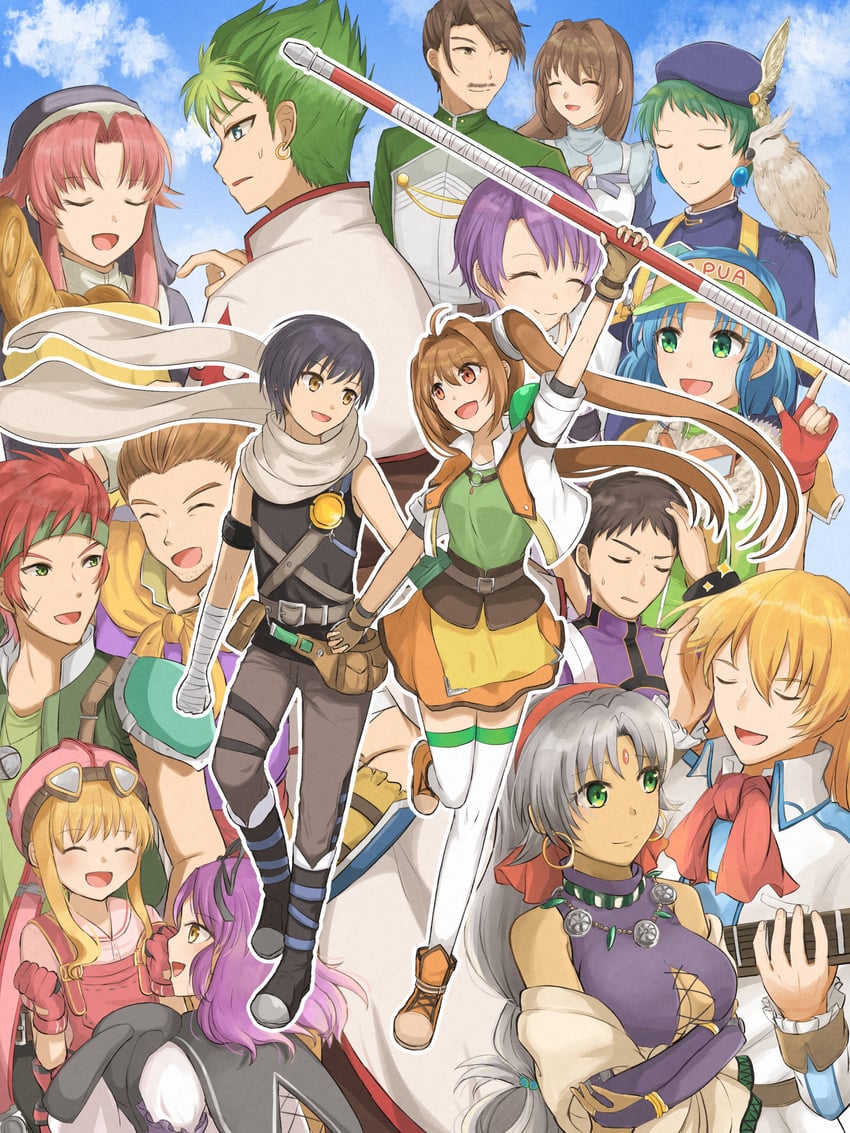 renne, estelle bright, joshua bright, tita russell, kloe rinz, and 10 more (eiyuu densetsu and 1 more) drawn by yula22_gld