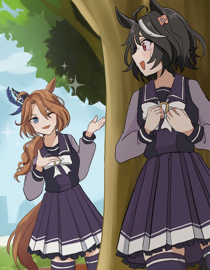 kitasan black and sounds of earth (umamusume) drawn by usako_(umauma0602)