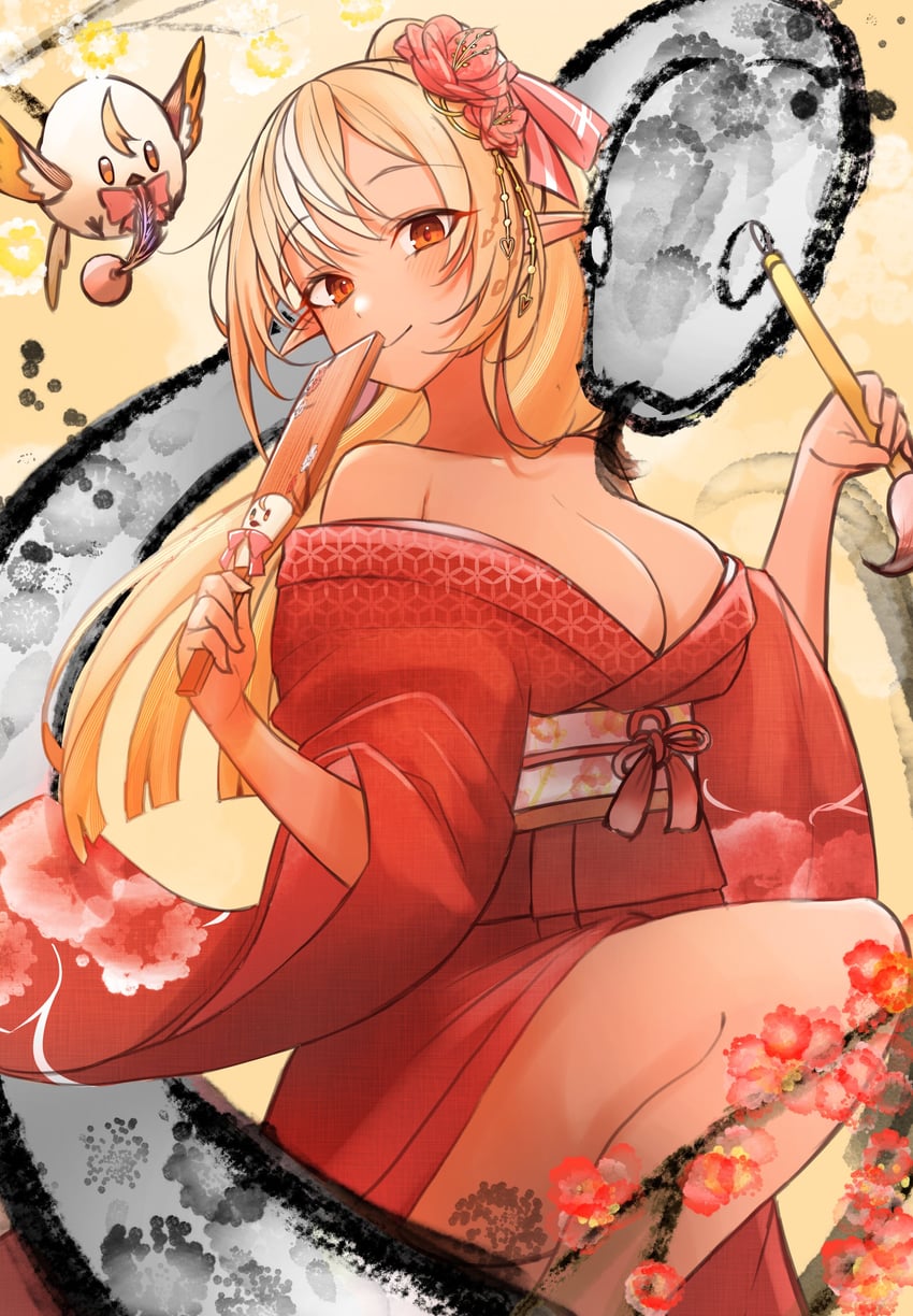 shiranui flare and elfriend (hololive) drawn by jakoten_(pixiv_54744064)