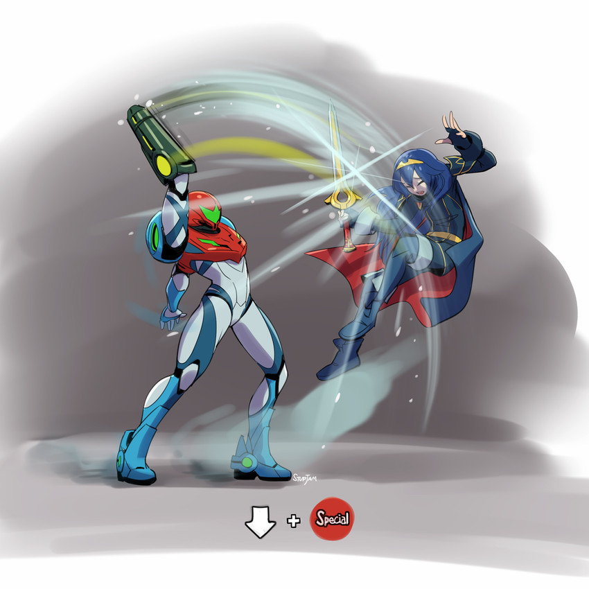 samus aran and lucina (fire emblem and 4 more) drawn by stup-jam