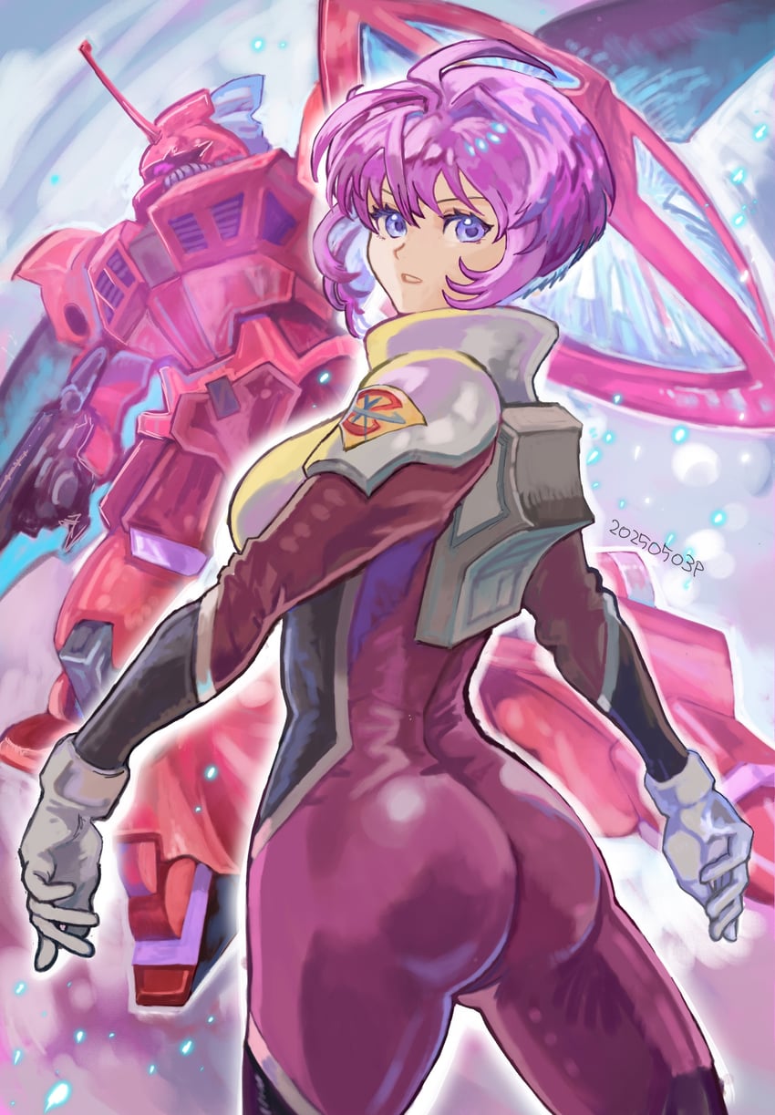 lunamaria hawke and gelgoog menace (gundam and 2 more) drawn by okrdisk2000