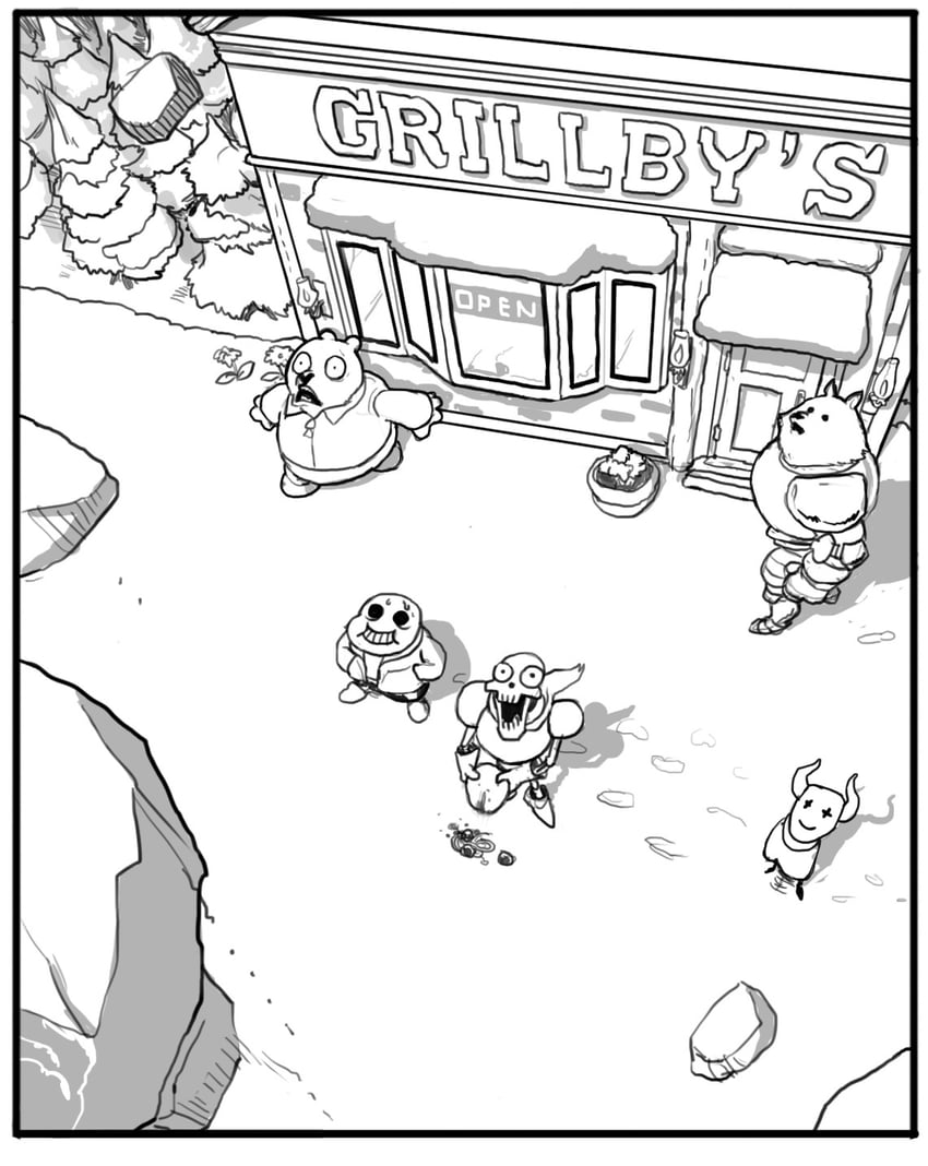 sans, papyrus, greater dog, politics bear, and nacarat jester (undertale) drawn by sir_(artist)