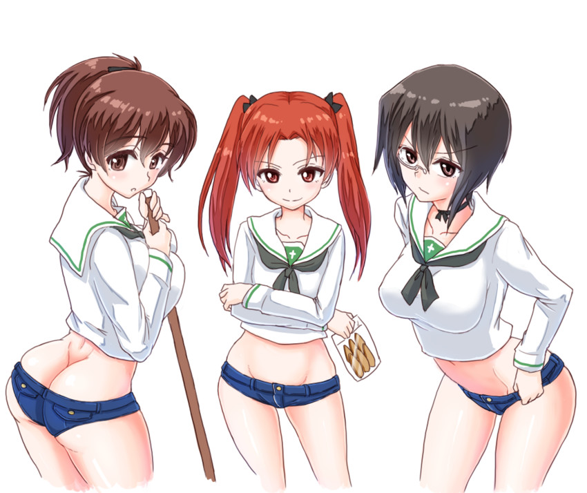 kadotani anzu, kawashima momo, and koyama yuzu (girls und panzer) drawn by futaba_yodoyume