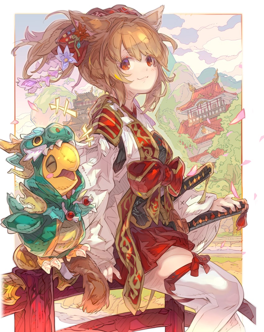 warrior of light and ryunosuke (original and 2 more) drawn by haku_(sabosoda)