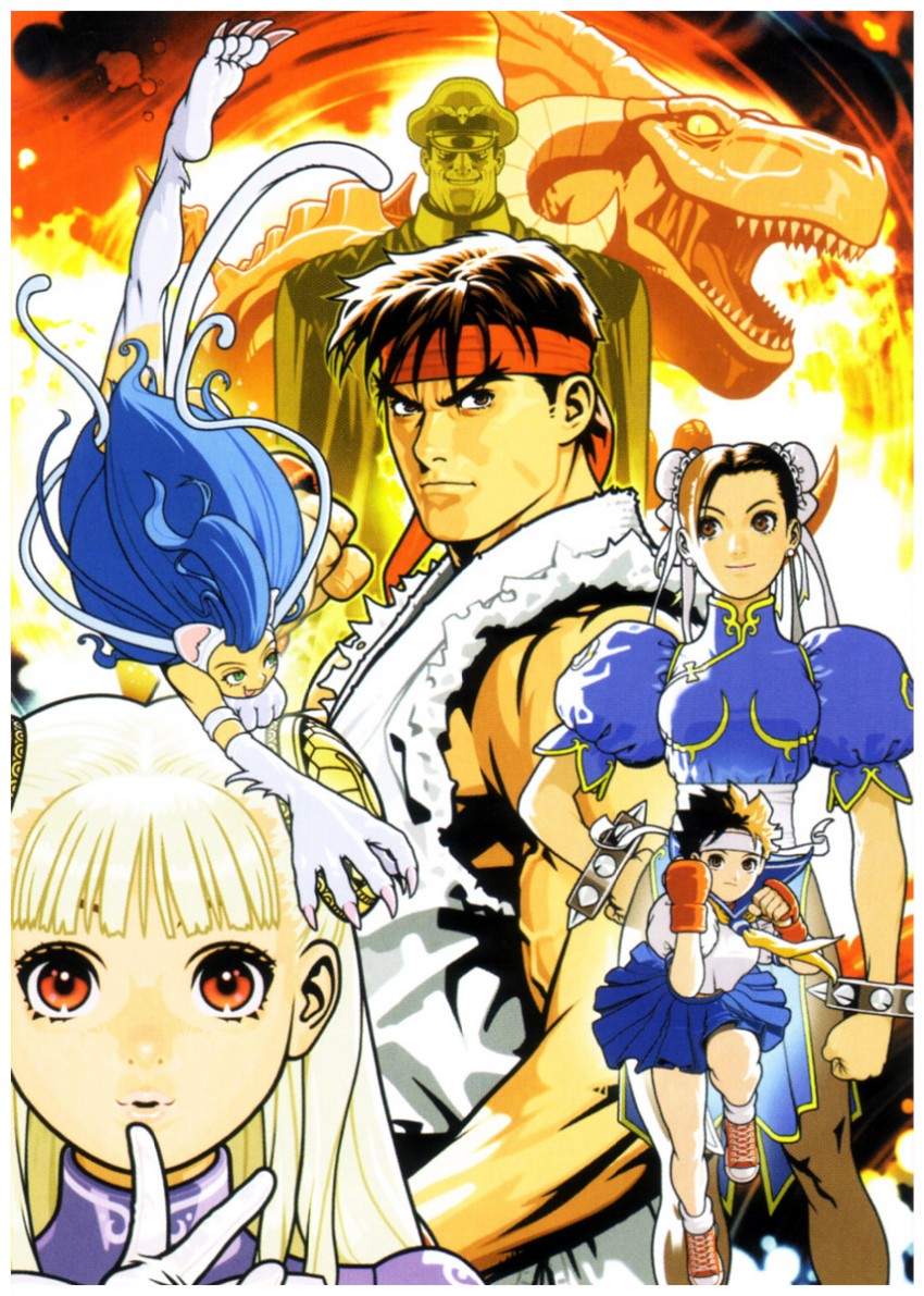 chun-li, ryu, felicia, kasugano sakura, ingrid, and 2 more (street fighter and 5 more) drawn by mori_toshiaki