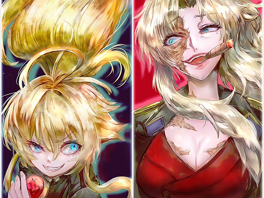 tanya degurechaff and balalaika (black lagoon and 1 more) drawn by tsukigime_(fool_ehle)