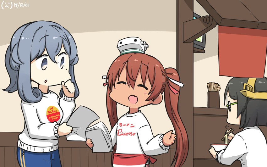 kirishima, gotland, and libeccio (kantai collection) drawn by hamu_koutarou