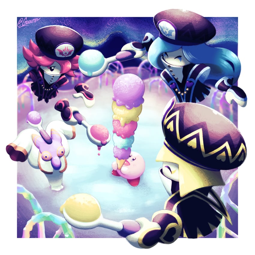 kirby, zan partizanne, francisca, hyness, and flamberge (kirby and 1 more) drawn by gooompy