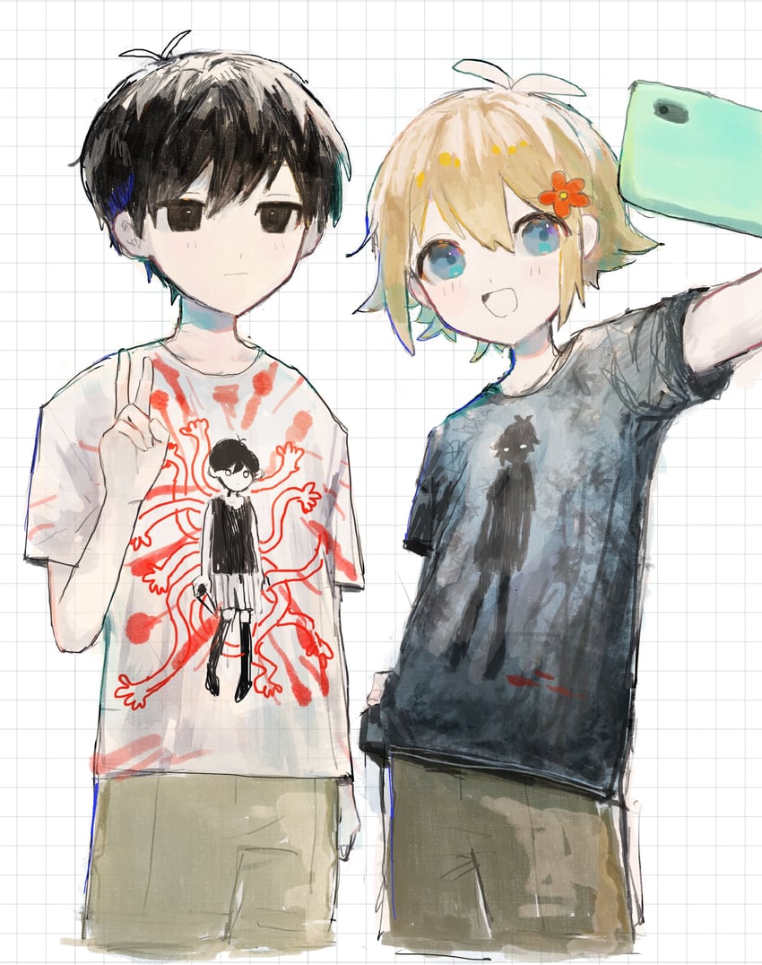 sunny, basil, and omori (omori) drawn by hinshi_hp0