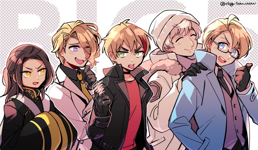 america, united kingdom, russia, china, and france (axis powers hetalia) drawn by dog_bow_wow
