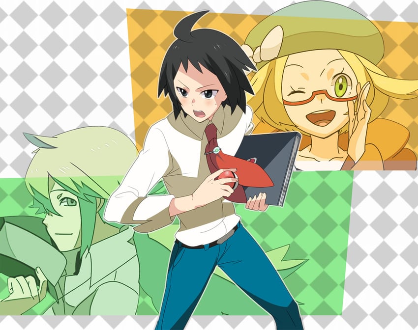 n, bianca, and cheren (pokemon and 1 more) drawn by ageha