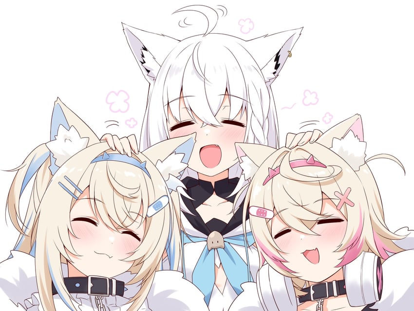 shirakami fubuki, fuwawa abyssgard, and mococo abyssgard (hololive and 1 more) drawn by felutiahime