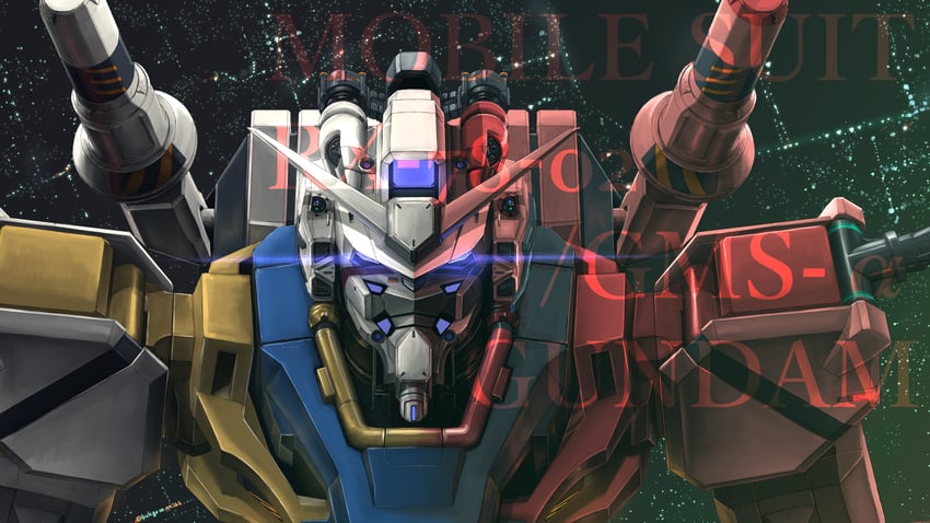 red gundam and white gundam (gundam and 1 more) drawn by bichiguso_un563