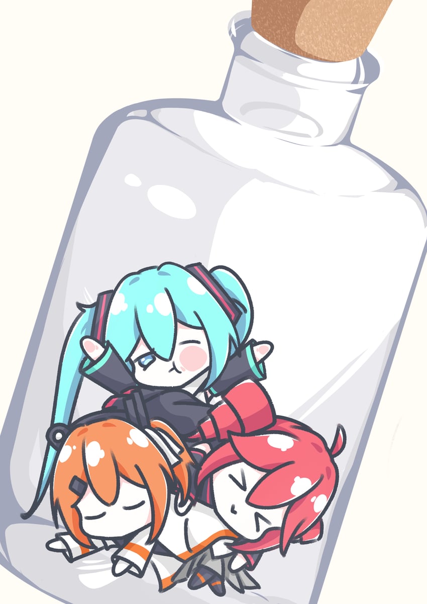 hatsune miku, kasane teto, and adachi rei (vocaloid and 2 more) drawn by cott_(cott_5)