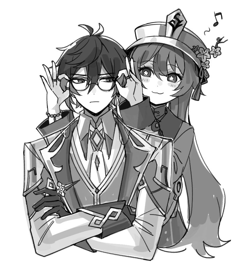 hu tao and zhongli (genshin impact) drawn by gyoju_(only_arme_nim)