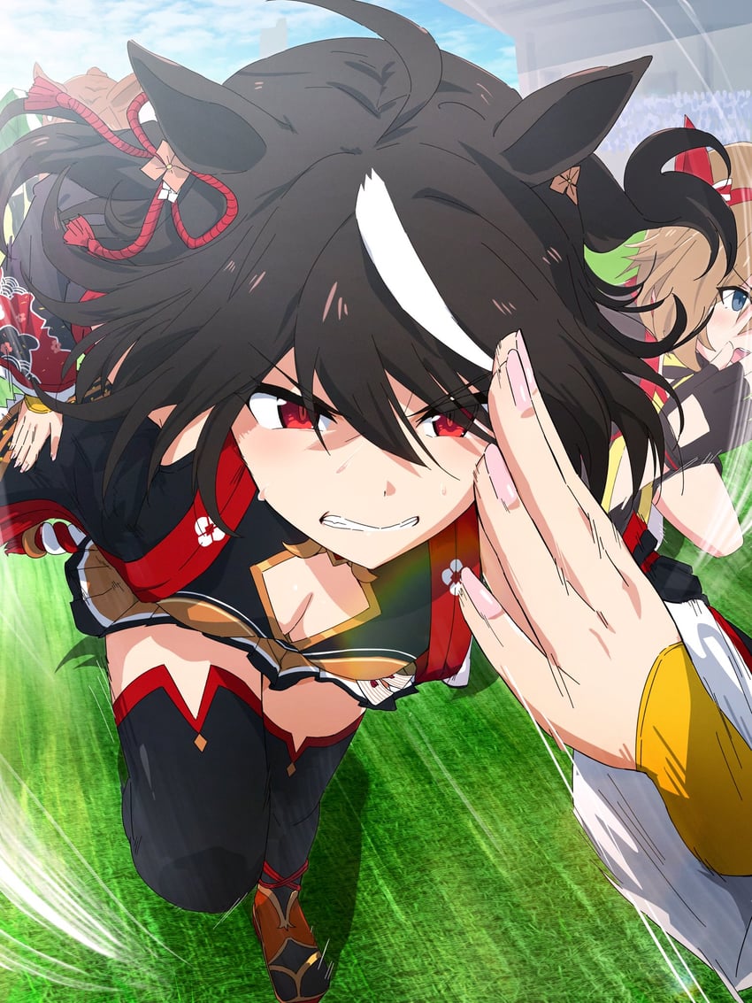 kitasan black and genjitsu steel (umamusume) drawn by misaki_nonaka